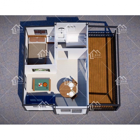 Nuevo Diseño de envase de los 20ft Muebles de Un Dormitorio Ampliable Casa Contenedor Plegable de la Casa
